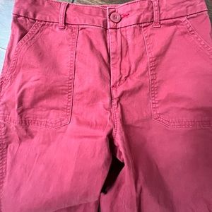 Lee Womens Pants 4 Pink Relaxed Fit Mid Rise Elastic Waist Cuffed Roll Tab